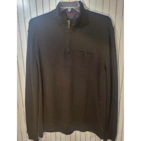 Ted Baker Small Sweatshirt Black Long Sleeves Quarter Zip Sweater - Picture 1 of 11